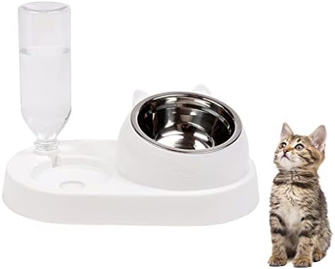 Kediler, Besleyiciler ve İçiciler için Homyl Otomatik Kibble ve Su Sebili Yiyecek ve Su Sebili, Evcil Hayvanlar için Su Kasesi-Beyaz