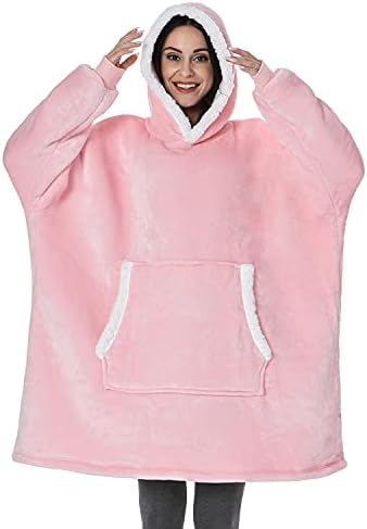 Fantaslook Battaniye Hoodie / Pazen ve Sherpa Giyilebilir Battaniye / Kadınlar ve Erkekler için Premium Boy Hoodie Battaniye