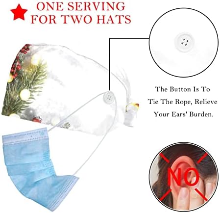 LAF Sevimli Noel Illüstrasyon Ayarlanabilir Çalışma Kap Düğmesi ile 2 ADET, elastik Bandaj Kravat Geri Şapka Kadınlar ve Erkekler