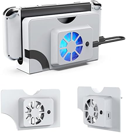 Nintendo Switch OLED Dock için Mavi Işıklı Soğutma Fanı, Switch OLED Aksesuarları (Beyaz)
