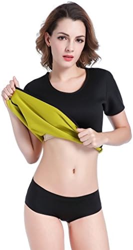 Ausom Womens Ter Vücut Şekillendirici T Shirt Sıcak Termo Zayıflama Sauna Takım Kilo Kaybı Siyah Shapewear