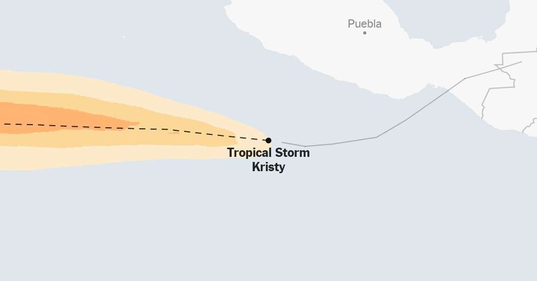 Карта: отслеживание тропического шторма Кристи
